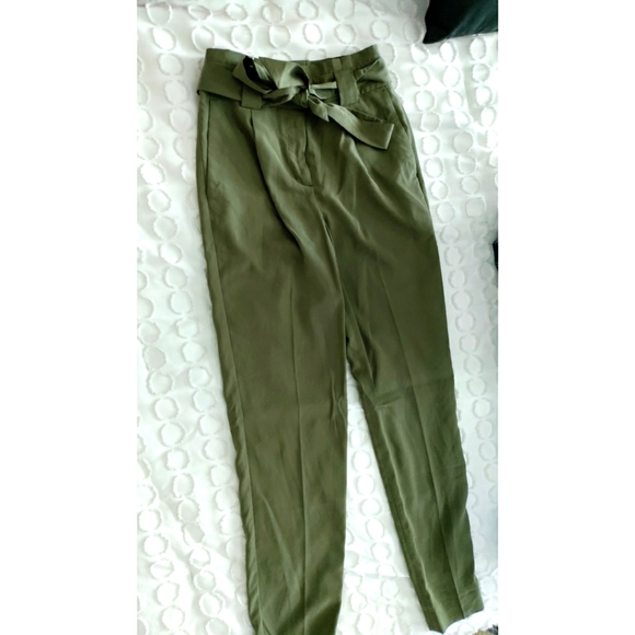 Express high rise green sashed ankle pant size 00 - Picture 1 of 5